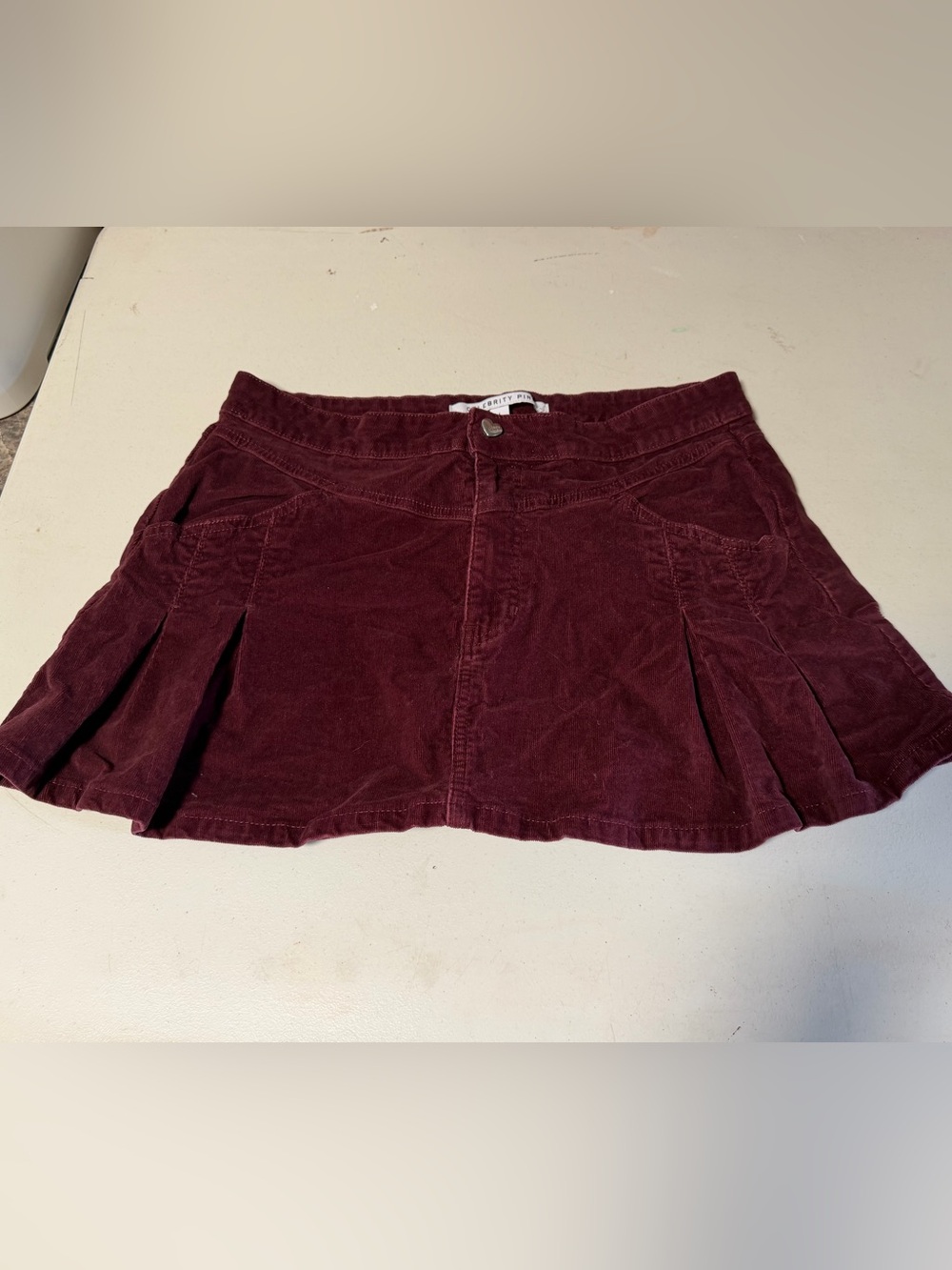 Maroon Corduroy Mini Skirt